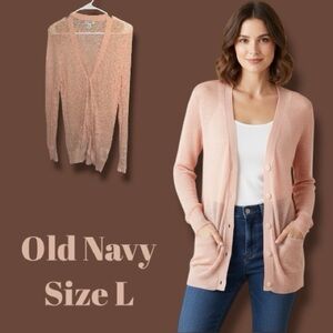Old Navy Sweater Sheer Georgia Peach Lightweight Boyfriend Cardigan Size L